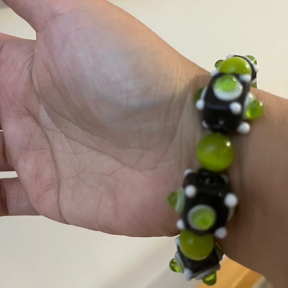 🌹 Lampwork Handcrafted Beads Bracelet Glass Art Artisan Mod Jewelry Alien Space - Picture 4 of 4